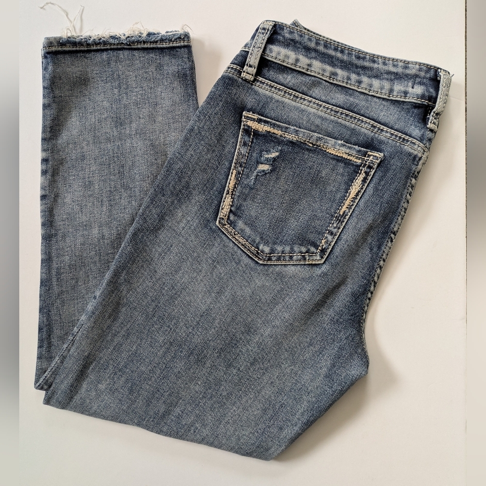 Silver Jeans Elyse Slim Cropped Blue Denim Capris Casual Pants W28 L25 Bohemian
